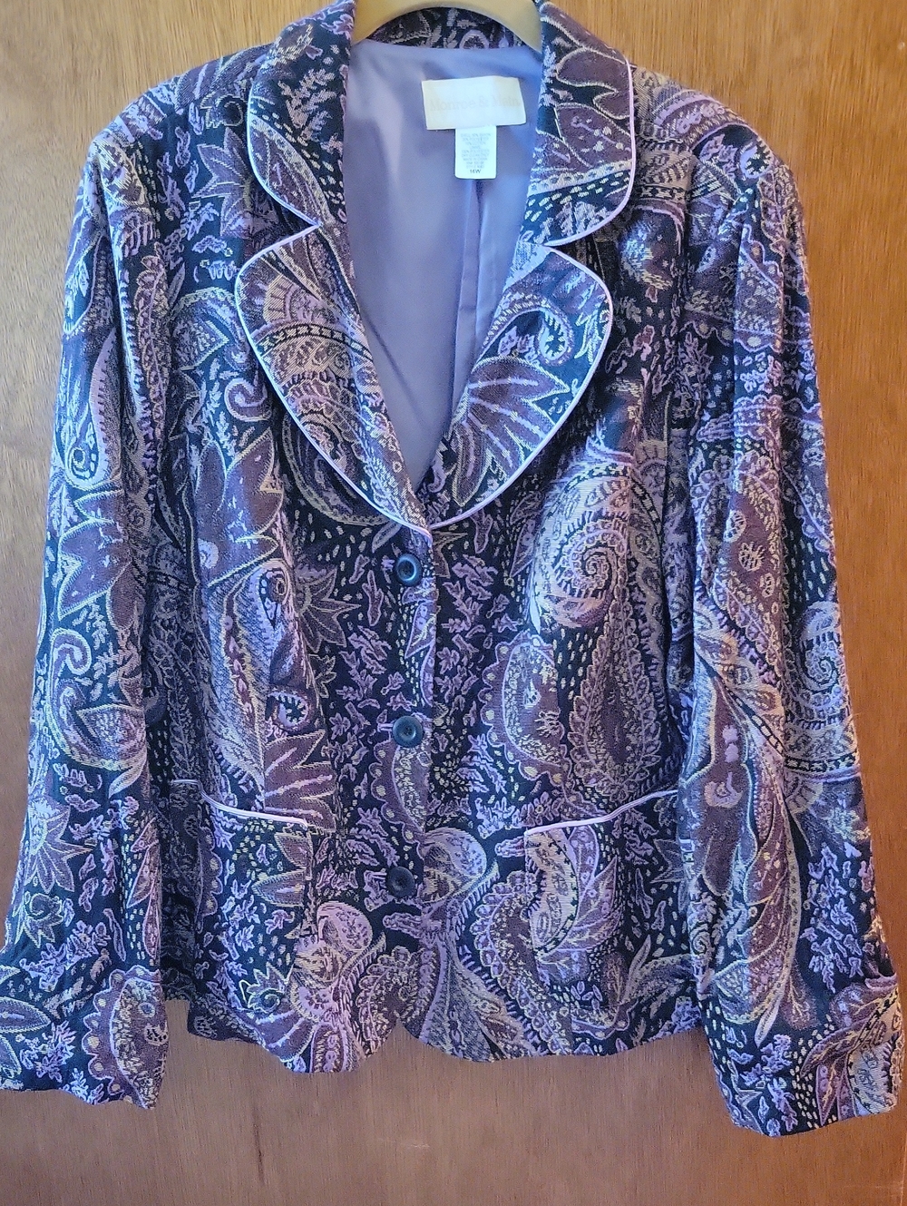 Monroe & Main Purple Paisley Button-Front Blouse